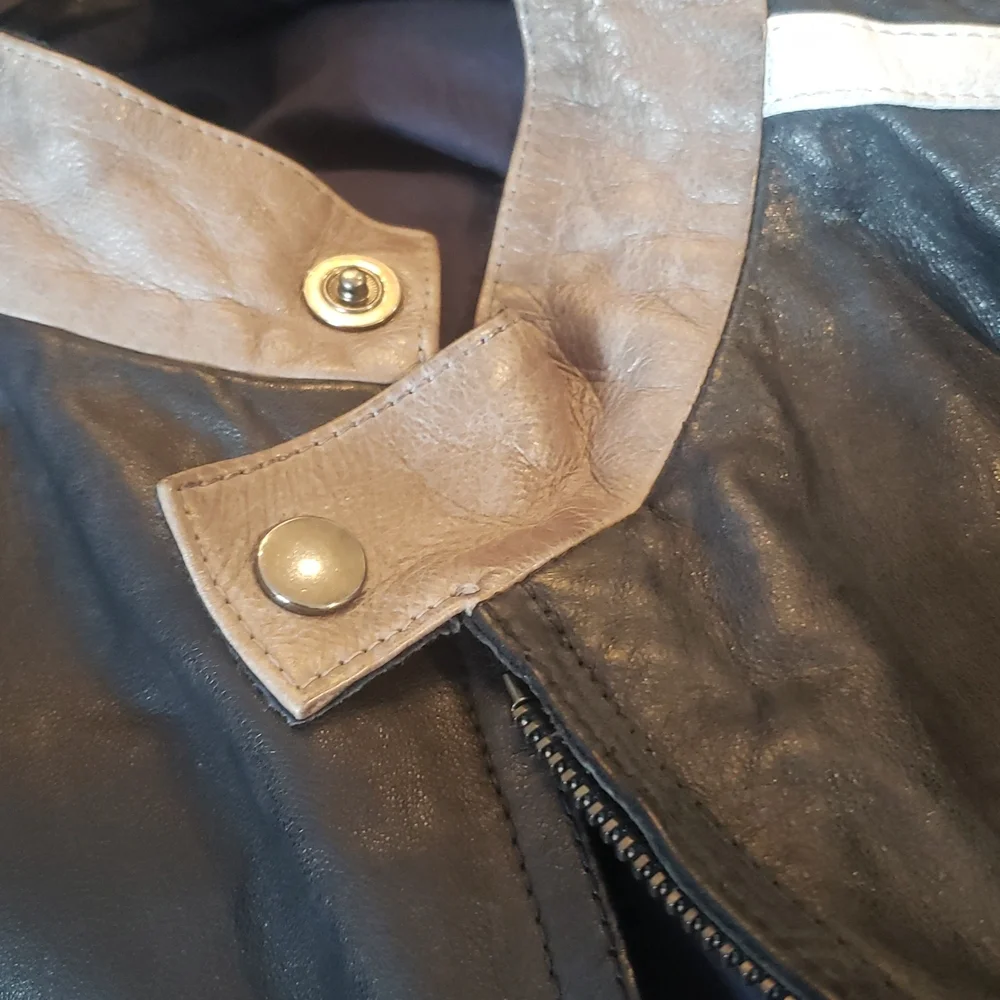 Phineas Cole Leather Riding Jacket with Stripe, Dark Blue - Picture 9 of 10